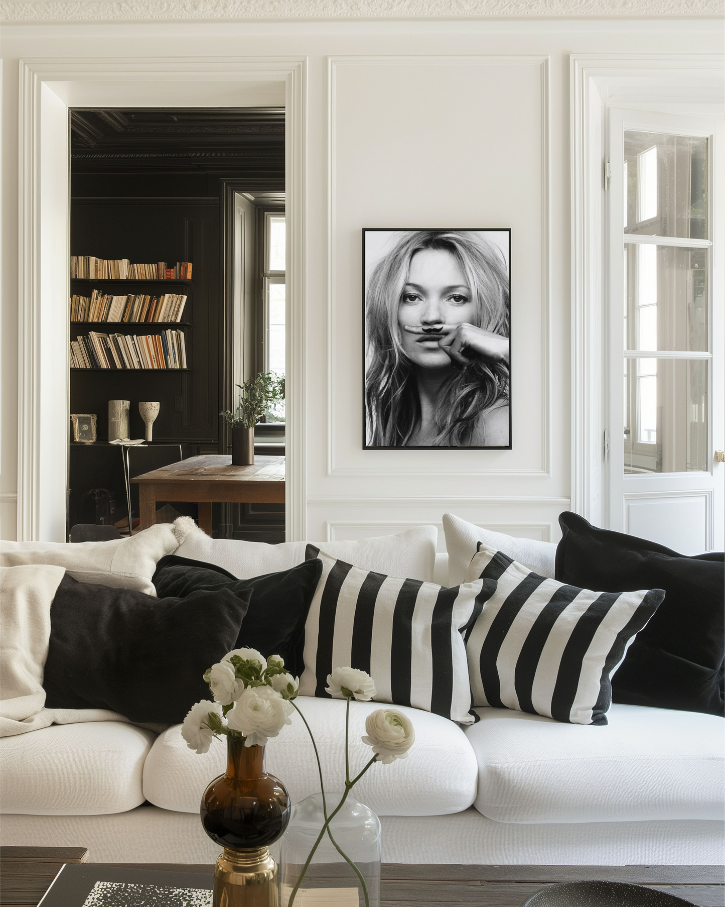 Kate Moss Moustache Poster